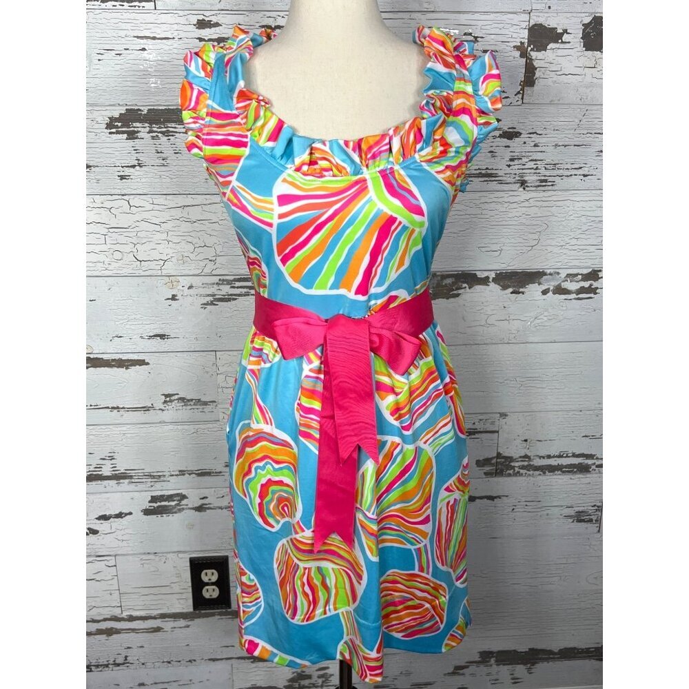 GRETCHEN SCOTT Ruffle Neck Sleeveless Mini Dress Tropical Print Sz XS NWOT